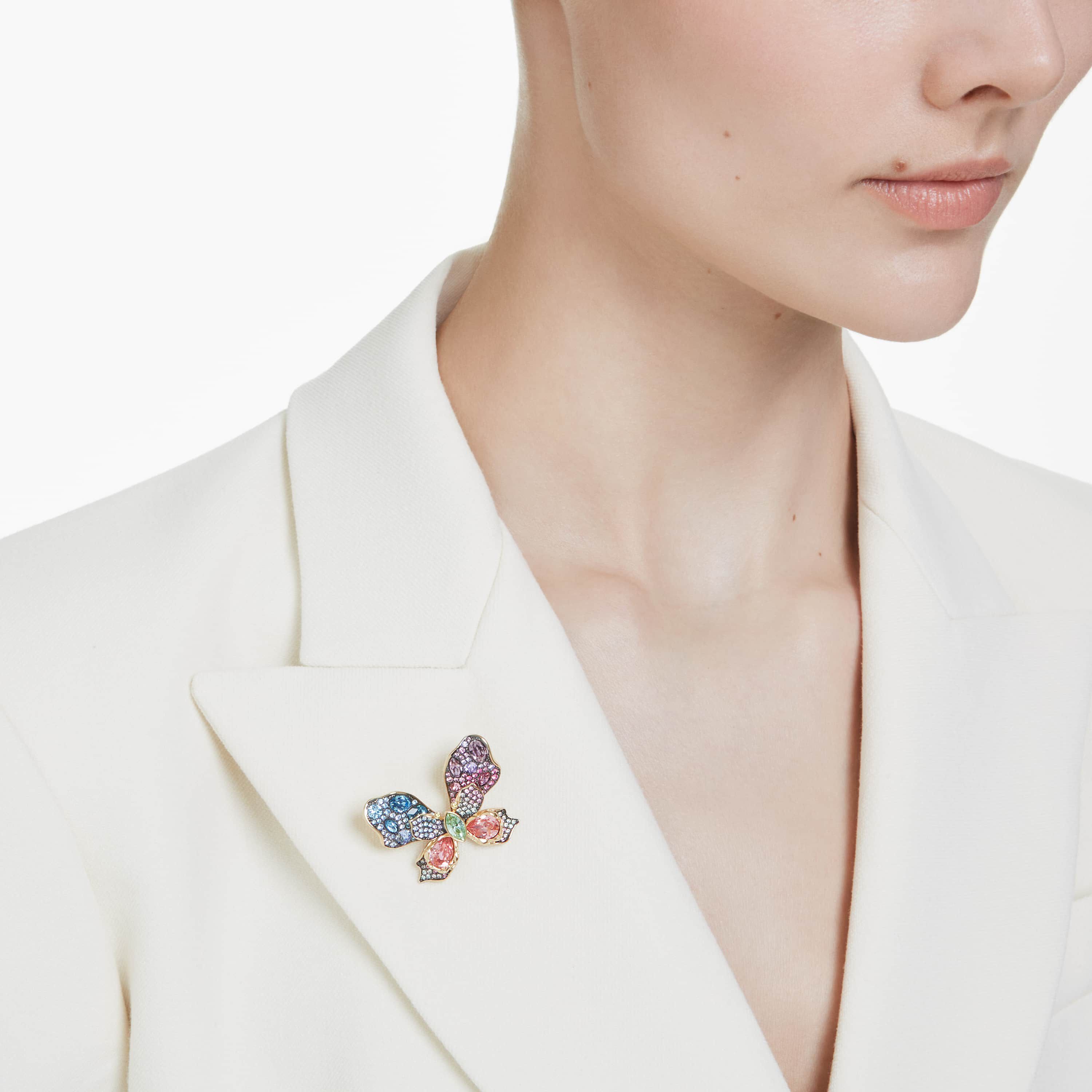 swarovski idyllia pendant and brooch  mixed cuts  pav   butterfly  multicolored  mixed metal finish