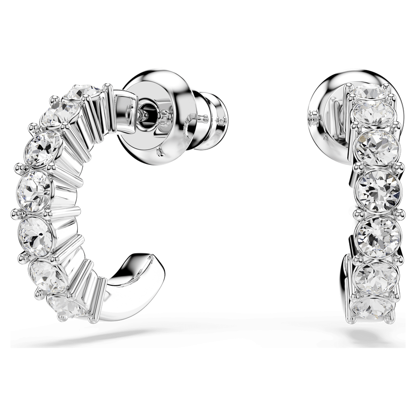 swarovski mini hoop earrings  round cut  white  rhodium plated