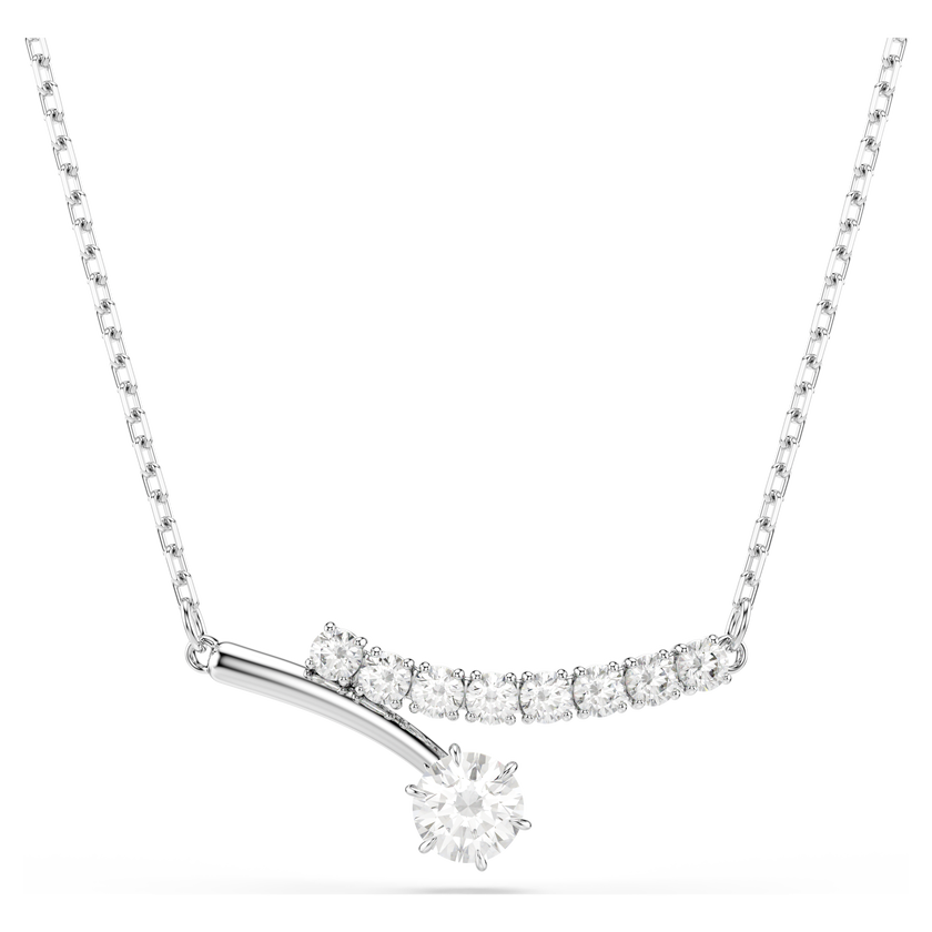 swarovski matrix necklace  round cut  white  rhodium plated