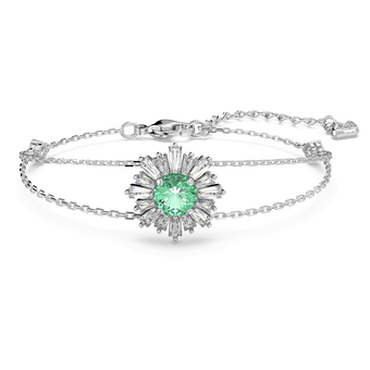 swarovski sunshine bracelet  mixed cuts  sun  green  rhodium plated