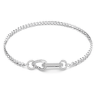 Dextera necklace, Pavé, Mixed links, White, Rhodium plated