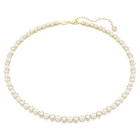 swarovski matrix tennis necklace  crystal pearl  round cut  white  gold tone plated