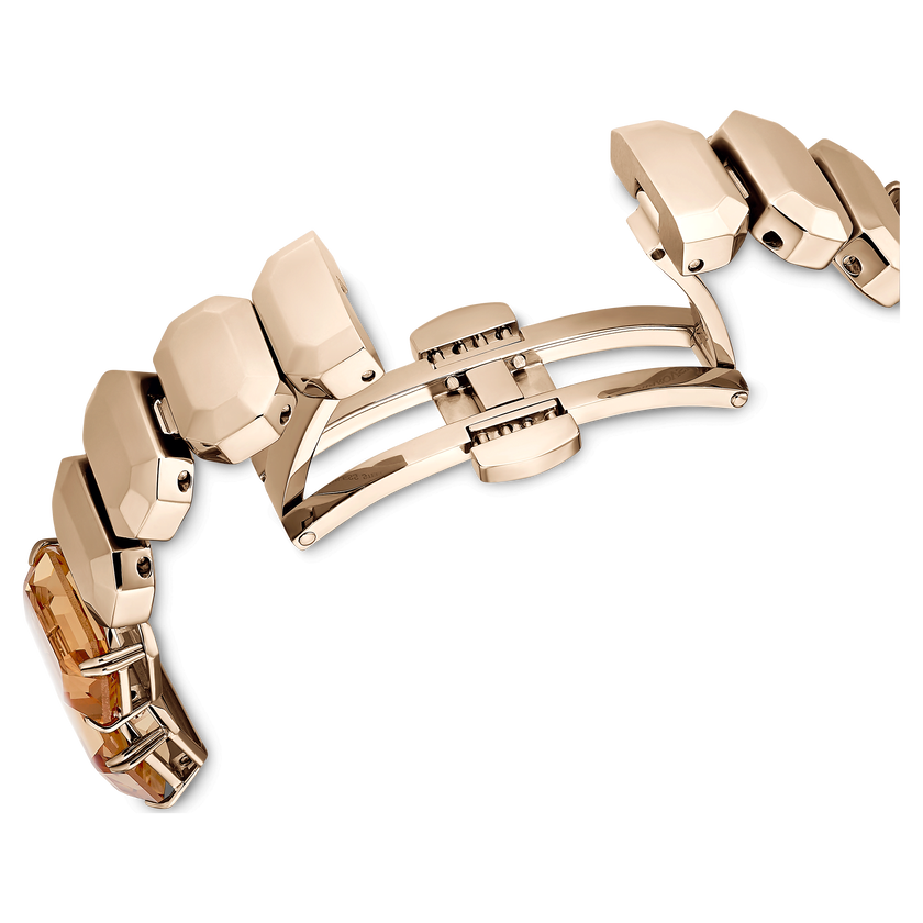 swarovski watch  octagon cut bracelet  brown  champagne gold tone finish
