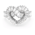 swarovski matrix cocktail ring  mixed cuts  heart  white  rhodium plated