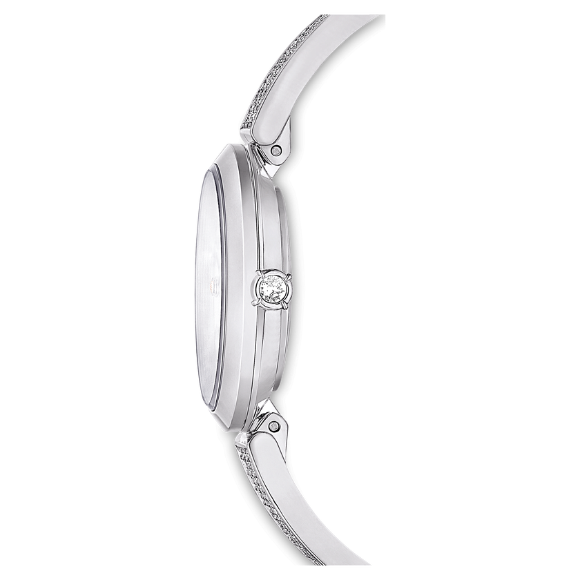 swarovski illumina watch  swiss made  metal bracelet  silver tone  stainless steel