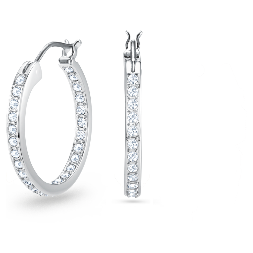 swarovski sommerset hoop earrings  white  rhodium plated