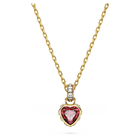 swarovski chroma pendant  heart  red  18k gold finish