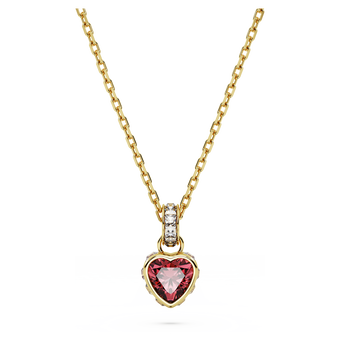 swarovski chroma pendant  heart  red  gold tone plated