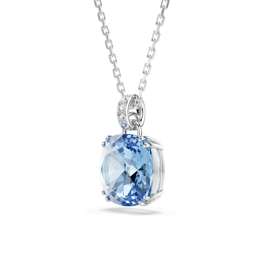 swarovski millenia pendant  cushion cut  blue  rhodium plated