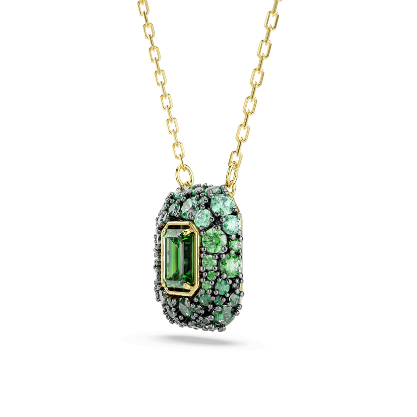 swarovski sublima pendant  octagon cut  green  18k gold finish