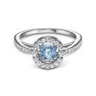 Swarovski Sparkling Dance Round Ring, Aqua, Rhodium plated