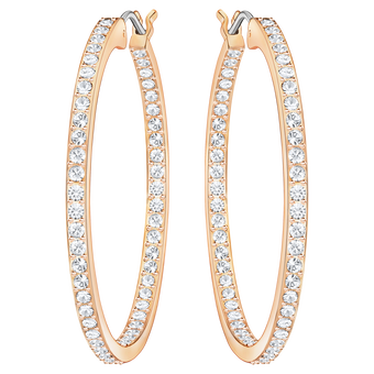 swarovski sommerset hoop earrings white rose gold tone plated