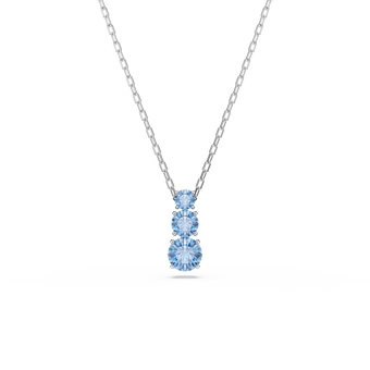 swarovski stilla attract pendant  round cut  blue  rhodium plated