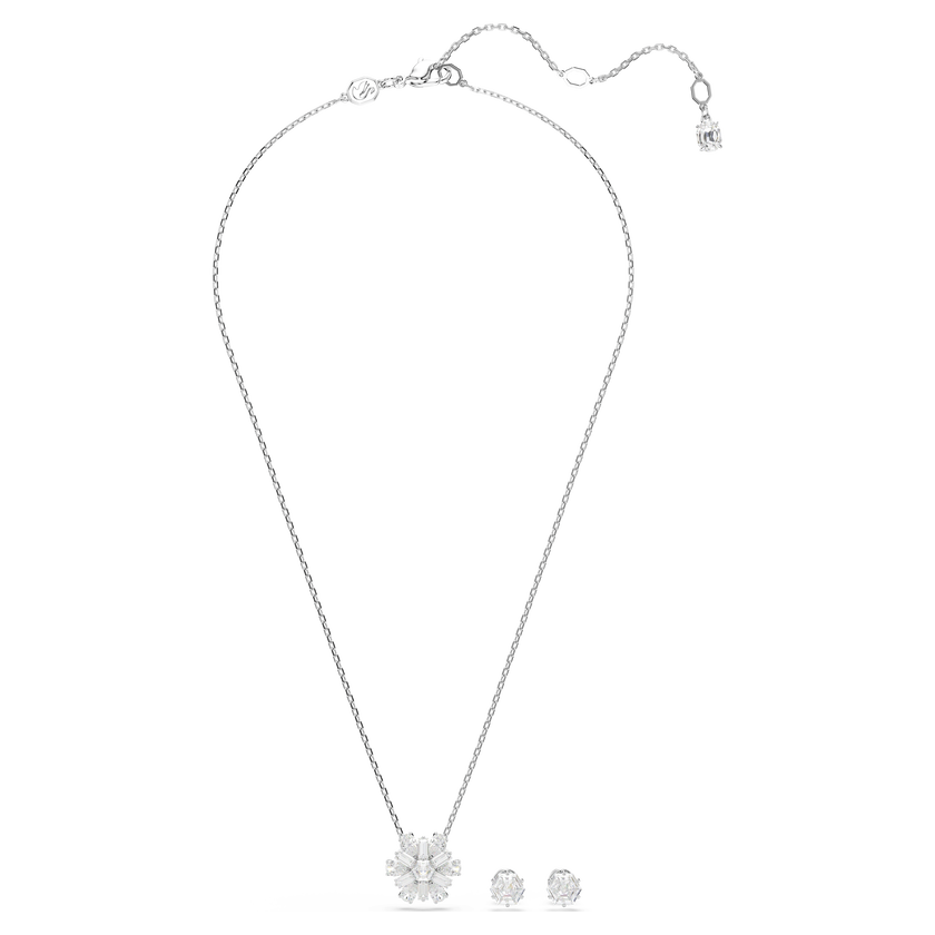 swarovski idyllia set  mixed cuts  snowflake  white  rhodium plated
