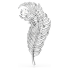 swarovski vienna brooch  mixed cuts  feather  white  rhodium plated