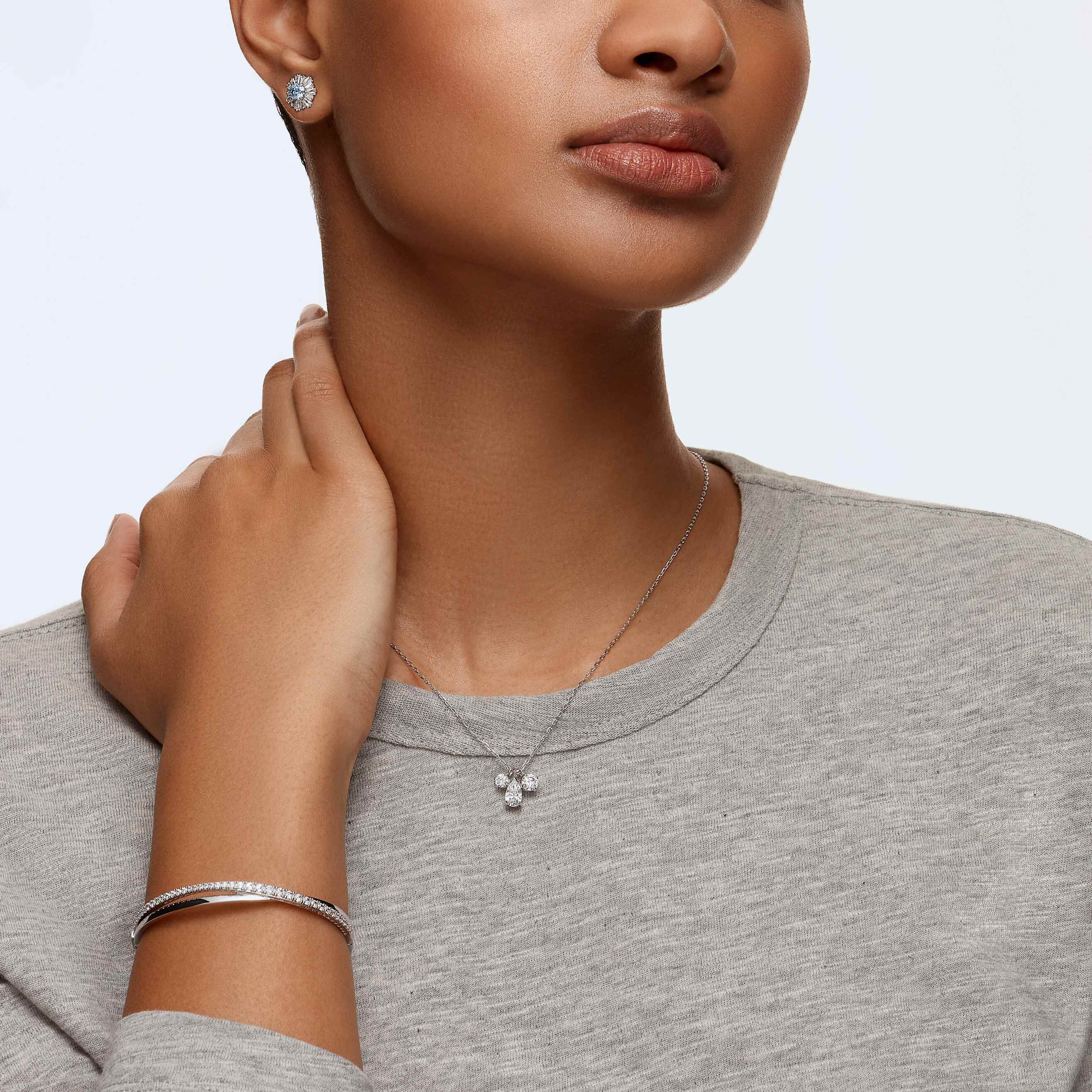 swarovski hyperbola bangle  white  rhodium plated