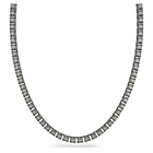 Millenia necklace, Square cut crystals, Gray, Rhodium plated