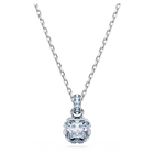 swarovski birthstone pendant square cut march blue rhodium plated