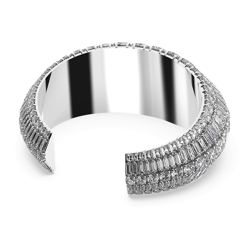 swarovski hyperbola cuff  large  white  rhodium plated
