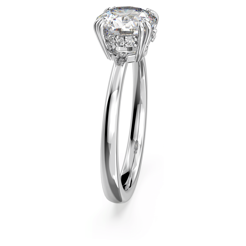 swarovski stilla cocktail ring  round cut  white  rhodium plated