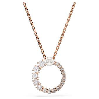 swarovski matrix pendant crystal pearl round cut white rose gold tone plated