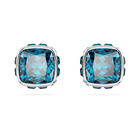 swarovski birthstone stud earrings square cut december blue rhodium plated