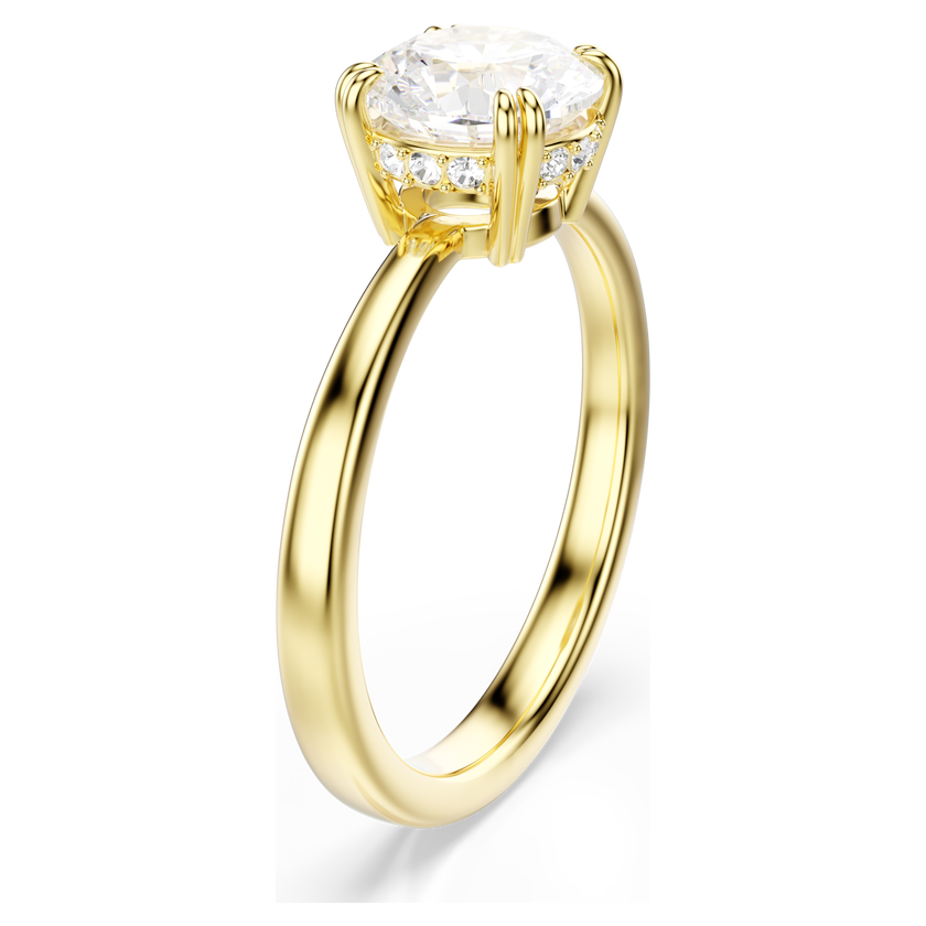 swarovski stilla attract cocktail ring  round cut  white  gold tone plated