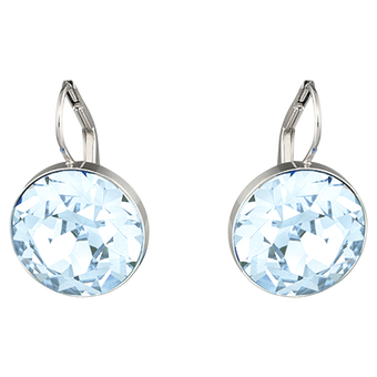 swarovski bella drop earrings  blue  rhodium plated