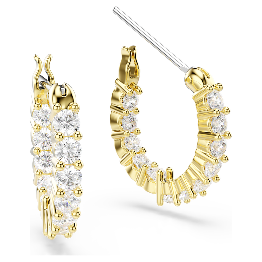 swarovski matrix vittore hoop earrings  round cut  white  18k gold finish
