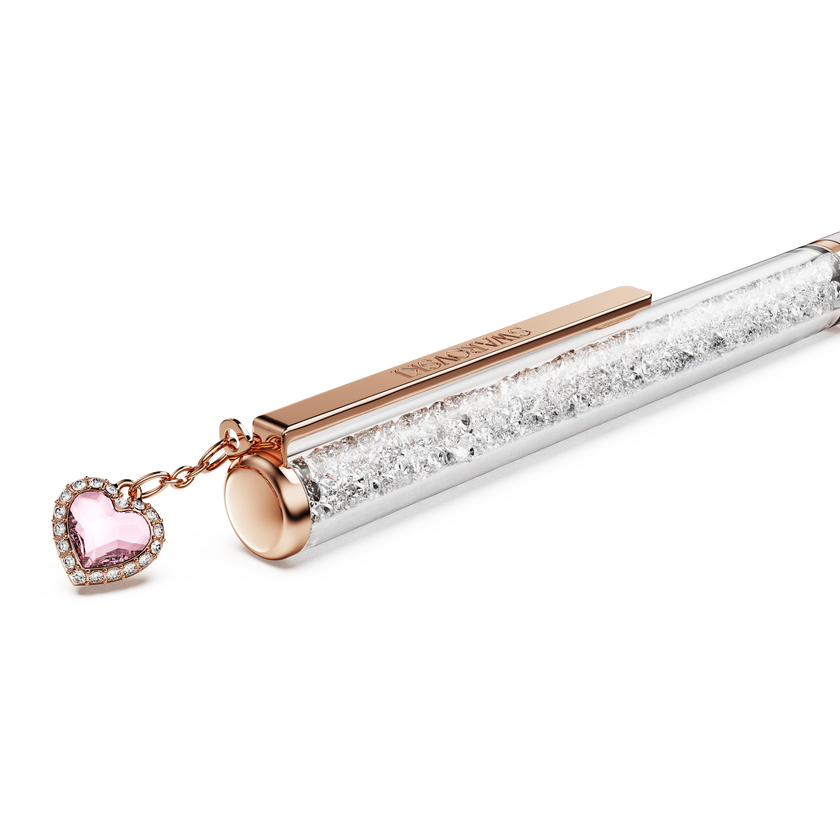 swarovski crystalline ballpoint pen  heart  pink  pink lacquered  rose gold tone plated