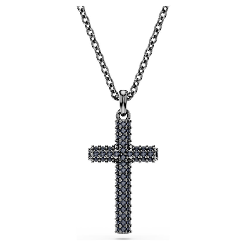 swarovski insigne pendant  cross  gray  ruthenium plated