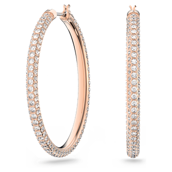 swarovski dextera hoop earrings pav large white rose gold tone plated