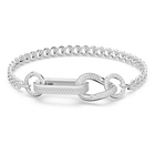 Dextera bracelet, Pavé, Mixed links, White, Rhodium plated