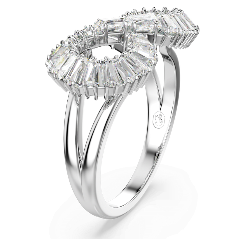 swarovski hyperbola cocktail ring  infinity  white  rhodium plated