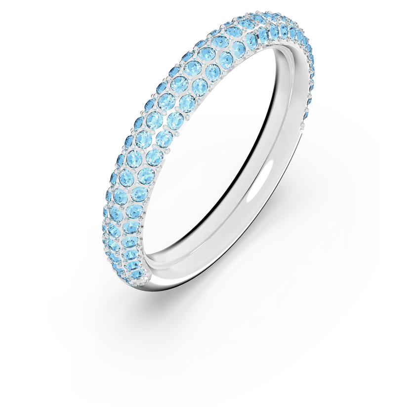 swarovski stone ring  blue  rhodium plated