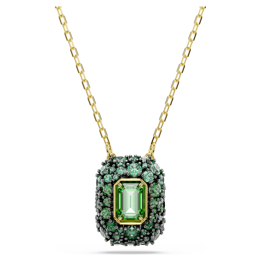 swarovski sublima pendant  octagon cut  green  18k gold finish