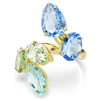 Gema open ring, Mixed cuts, Multicolored, Gold-tone plated swarovski gema open ring mixed cuts multicolored gold tone plated