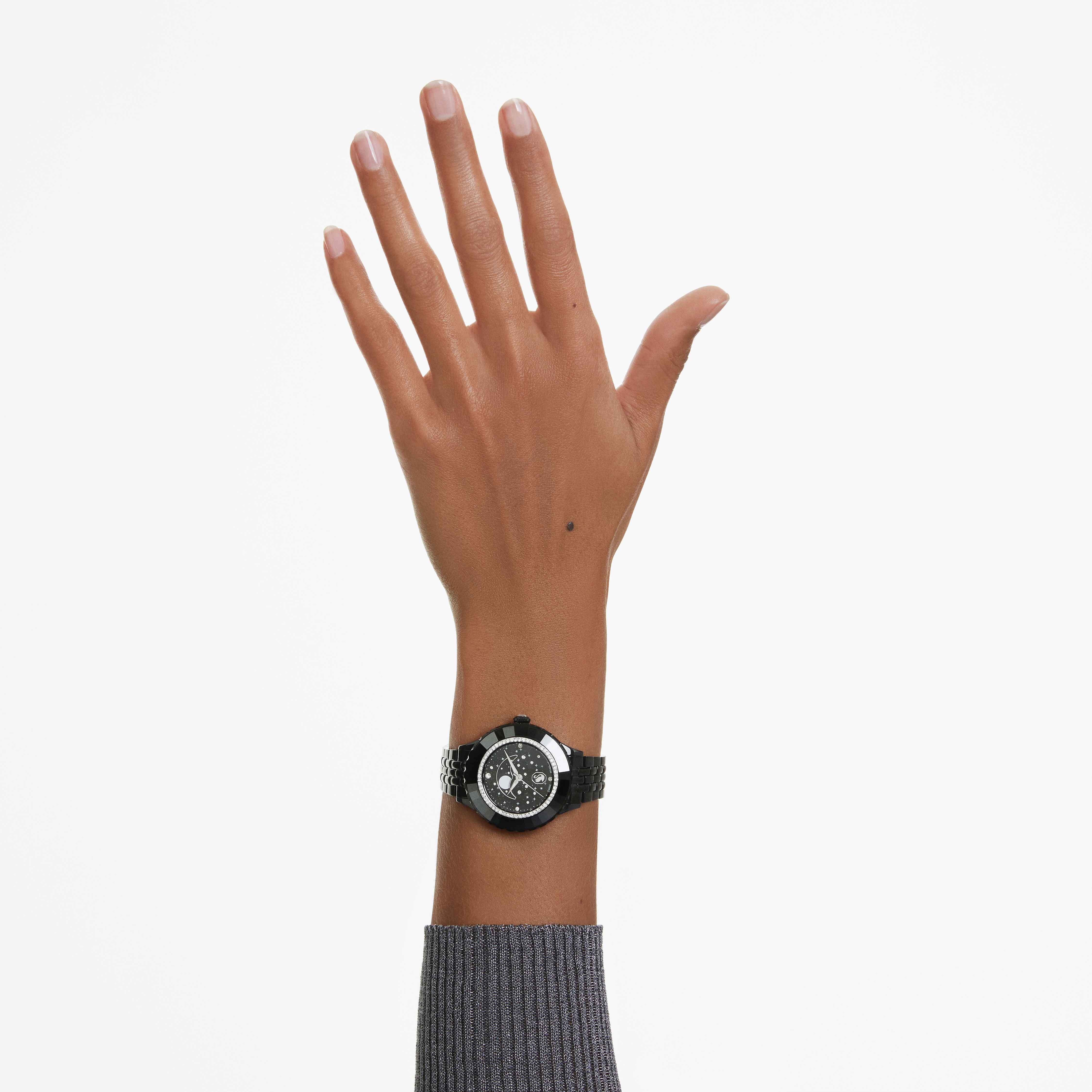 Octea Moon watch Swiss Made Moon Metal bracelet Black Black finish