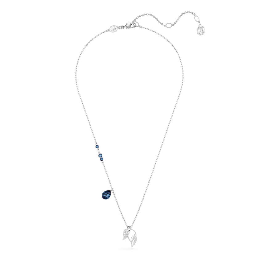 swarovski symbolica necklace  wing  blue  rhodium plated