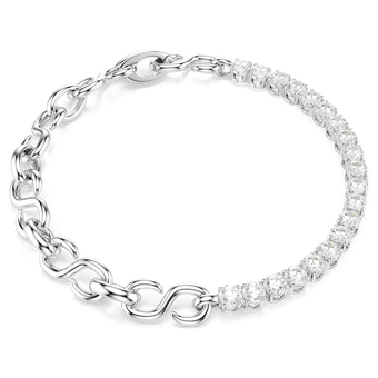 swarovski matrix bracelet  round cut  white  rhodium plated