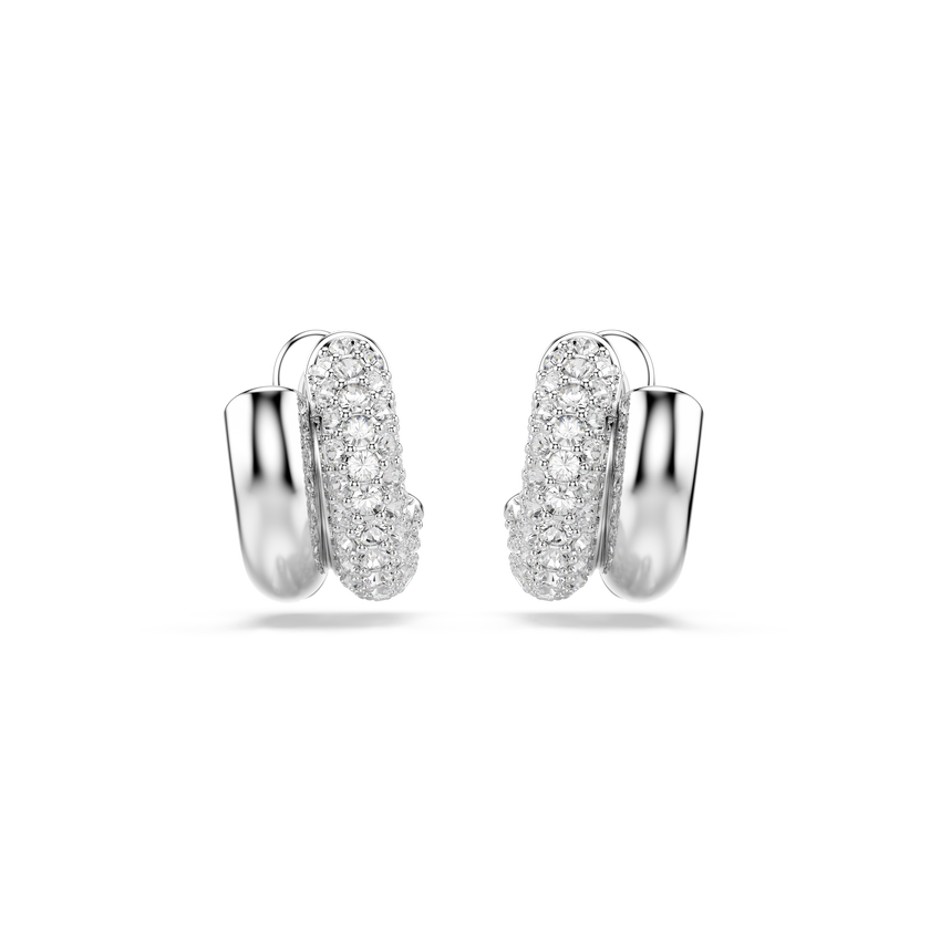 swarovski dextera hoop earrings  round cut  mini  white  rhodium plated
