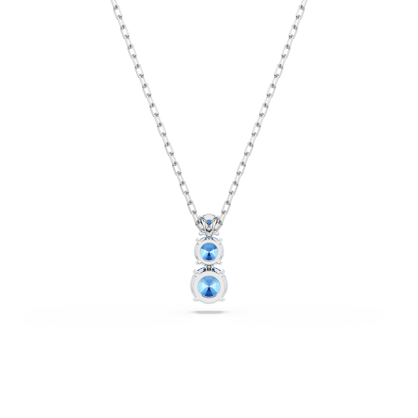swarovski stilla attract pendant  round cut  blue  rhodium plated