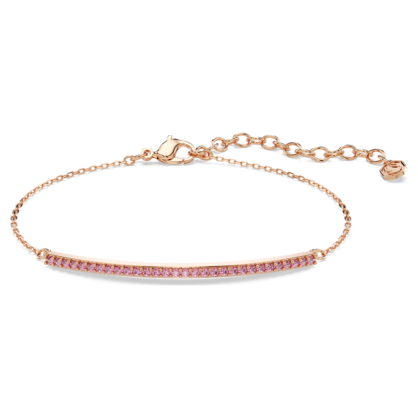 swarovski only bracelet  round cut  pink  18k rose gold finish
