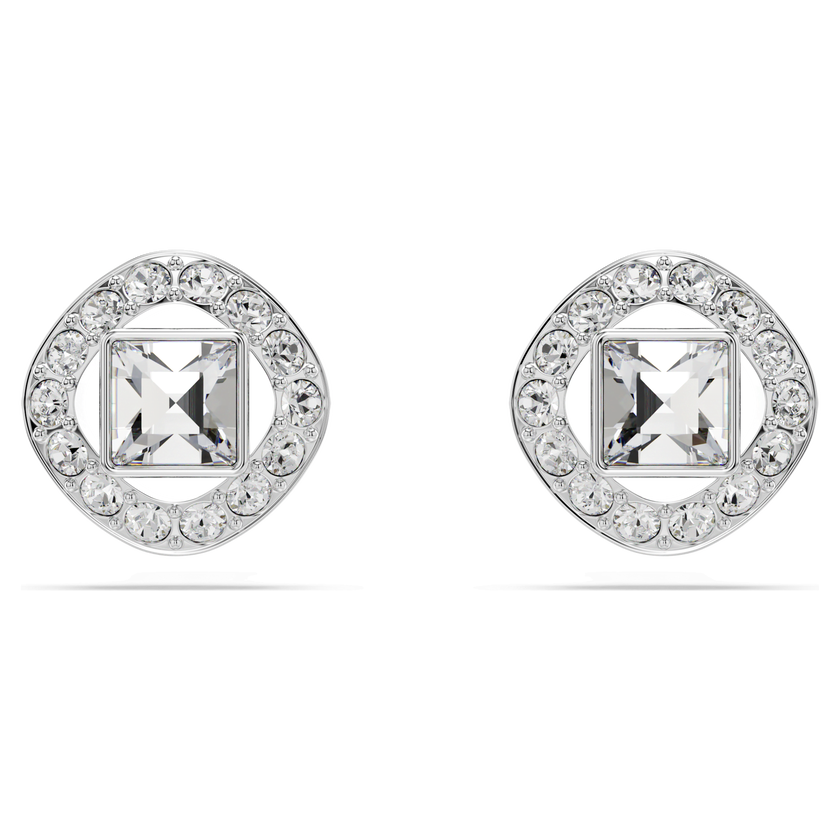 swarovski una angelic stud earrings  round cut  white  rhodium plated