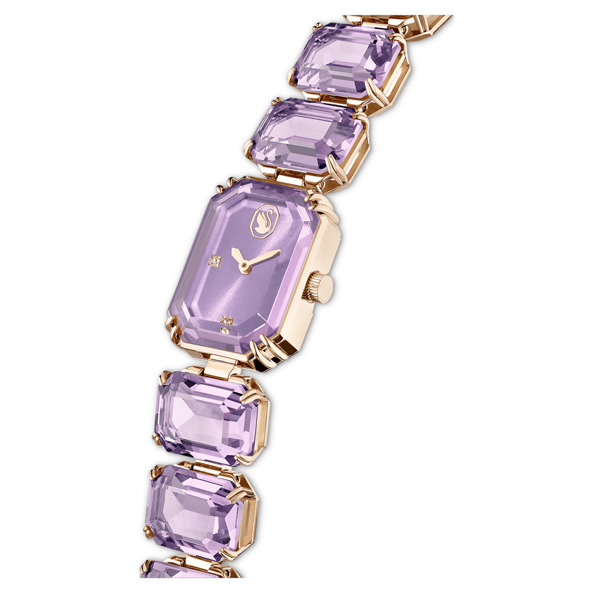 swarovski watch  octagon cut bracelet  purple  champagne gold tone finish