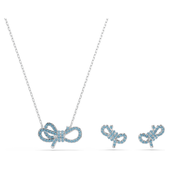 swarovski lifelong bow set bow blue rhodium plated