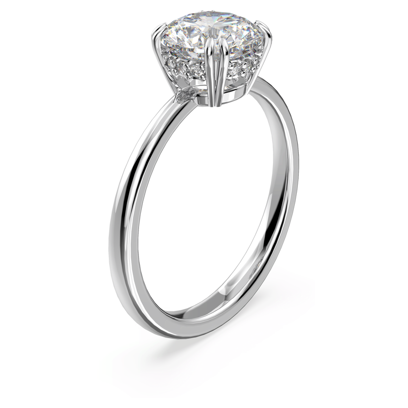 swarovski stilla cocktail ring  round cut  white  rhodium plated