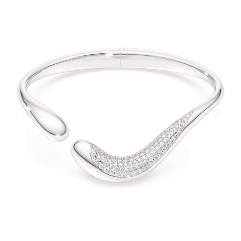swarovski classica bangle  open  round cut  white  sterling silver
