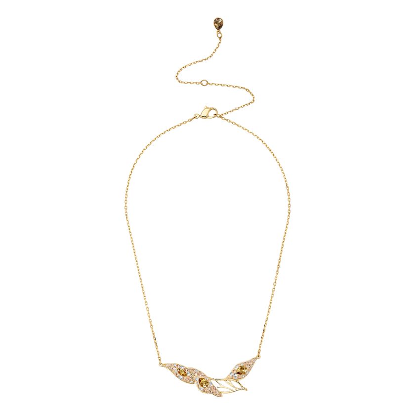 Graceful Bloom Necklace, Brown, Gold-tone plated