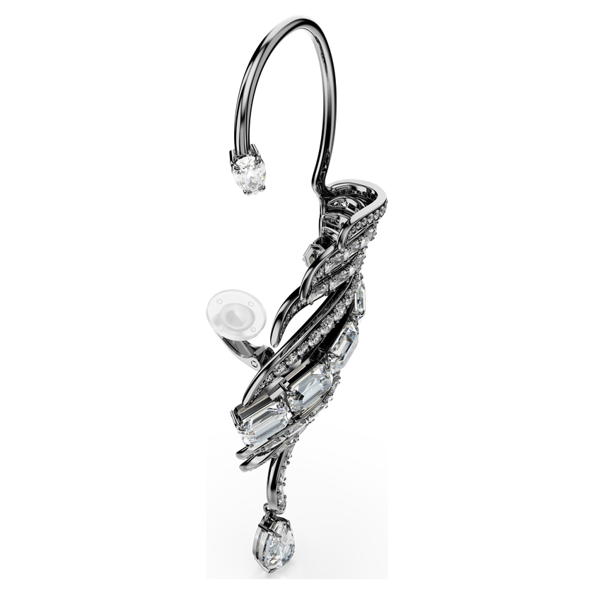 swarovski the vienna collection ear cuffs  feather  large  white  ruthenium plated